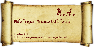 Mánya Anasztázia névjegykártya